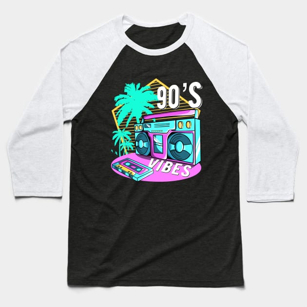 90s Vibes Outfit Retro Aesthetic 1990s Costume Retro Party Baseball T-Shirt by MerchBeastStudio